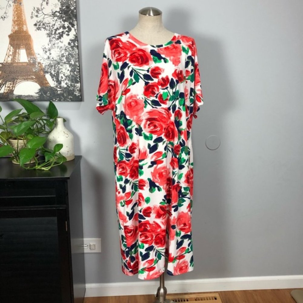 LulaRoe Jessie rose print dress Sz 3X